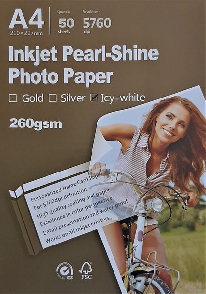 MECOLOUR TT-ICY-WHITE Inkjet Pearl-Shine Photo Paper White 260g 50 Sheets