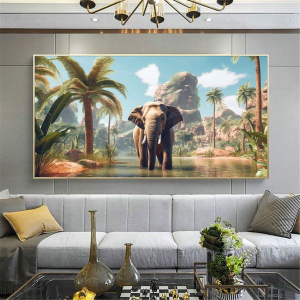 Canvas Wall Decor - Elephant Oasis - 0569