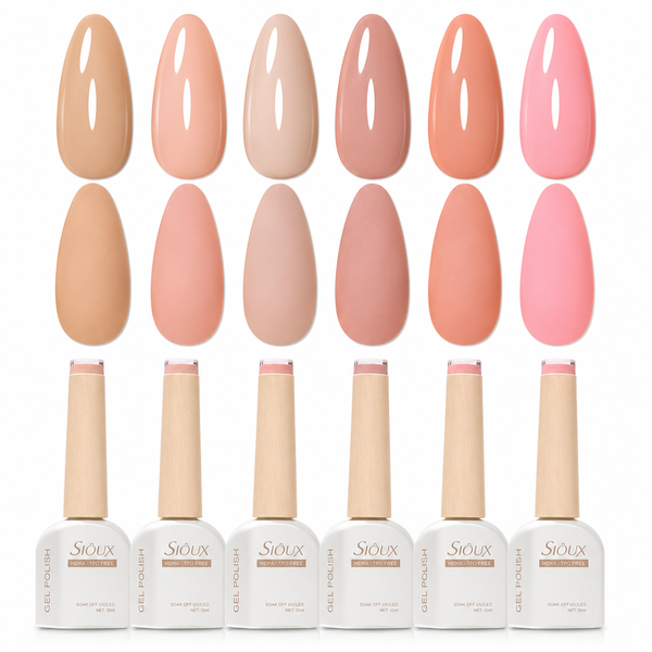 Sioux HEMA &amp; TPO Free Gel Polish Set - 6 Colour UV/LED Nail Gel Polish