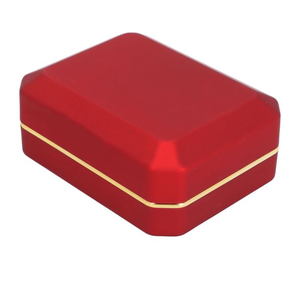 Red LED Jewelry Box w/ Flocking - Ring &amp; Pendant Storage Wedding Gift