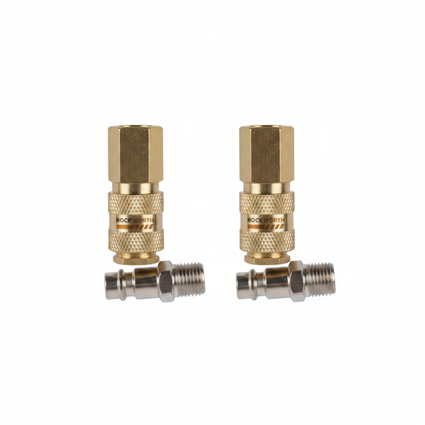 Rockworth 1/4 Inch Quick Connect Female &amp; Press-In Male Hose - 2 Pack