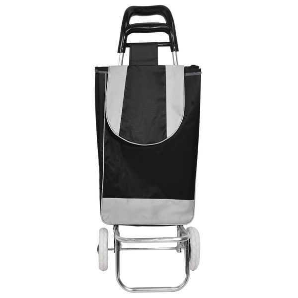 Shopping Trolley Bag with Wheels (Black &amp; Silver)