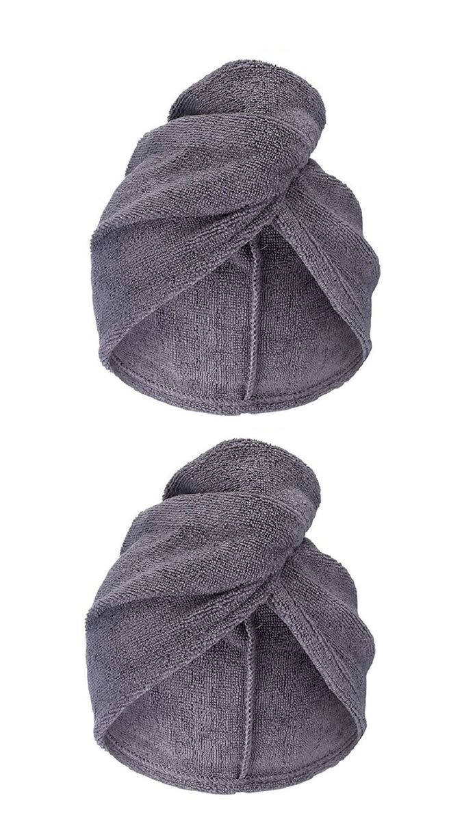 VickyD Terry Microfibre 2 Pack Hair Wrap TowelSet Microfiber Grey