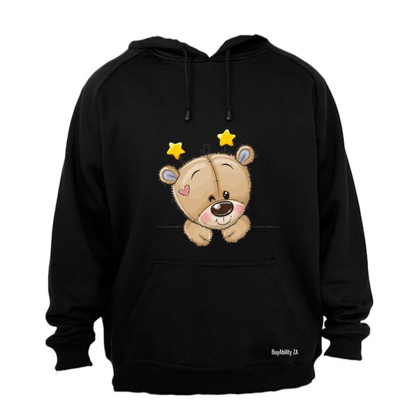 Peeking Teddy - Stars - Ladies - Hoodie - Grey