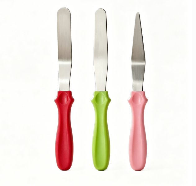 Stainless Steel Cake Decorating Spatula Set with Colorful Handles