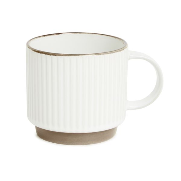George &amp; Mason - Striata White Ceramic 4 Pack Mugs