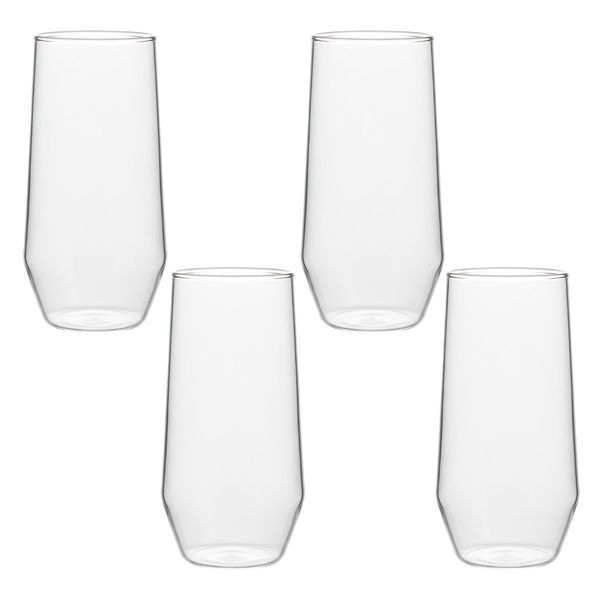 4 Pack - 400ml Tapered Cylinder Glass - Transparent