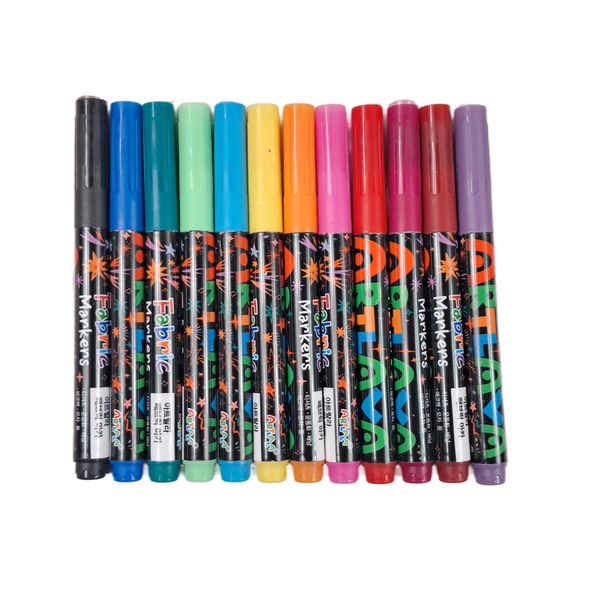 12pc Textile Fabric Marker Set - 12 Bright Colours