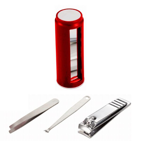 Rotating Manicure Set -Includes a Mirror, Tweezers and Nail Clippers