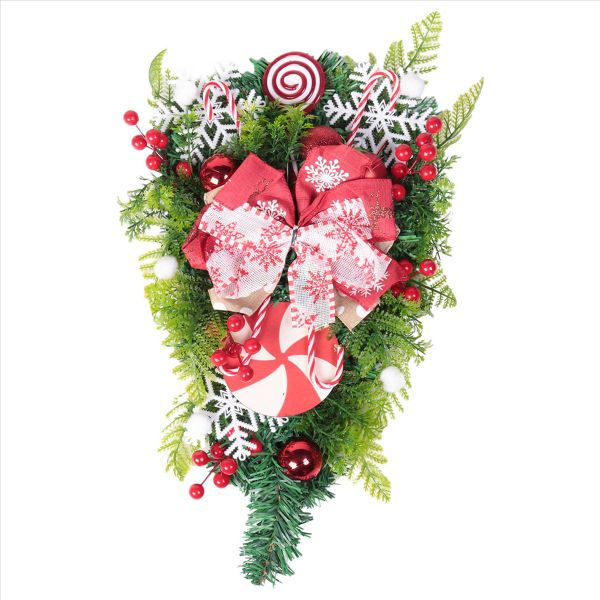Christmas Candy Cane Wreath for Front Door Christmas Stairway Decorations C