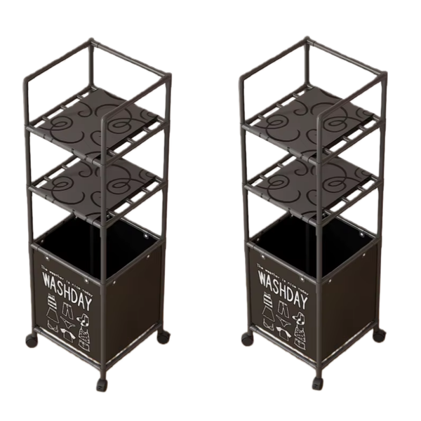 2Pack-3-Tier Portable Laundry Rack And Laundry Basket