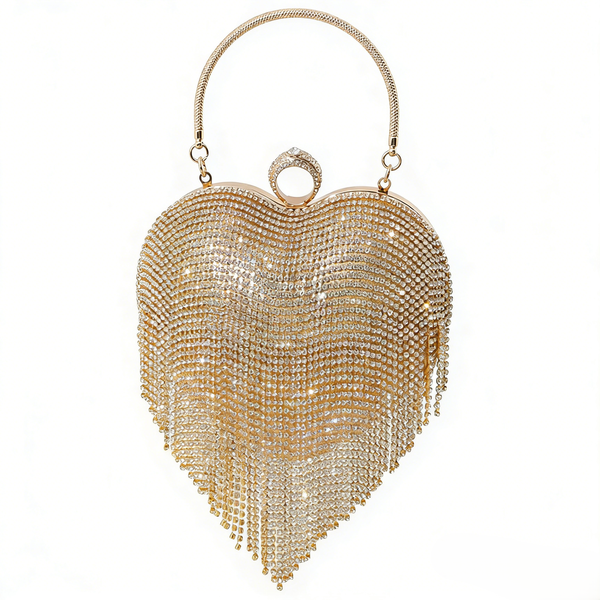 ZELTRYN Rhinestone Heart Bag Fashion Diamond Tassel Evening Bag