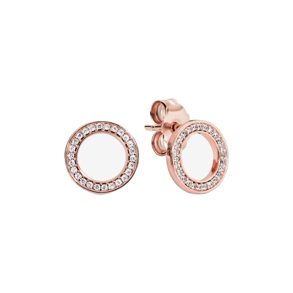 Sparkling Circle in Rose Gold Stud Earrings