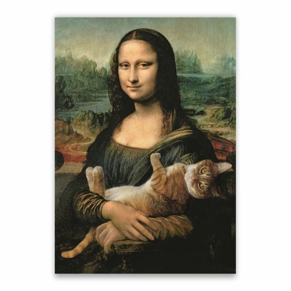 Mona Lisa And Pet Cat Poster - A1