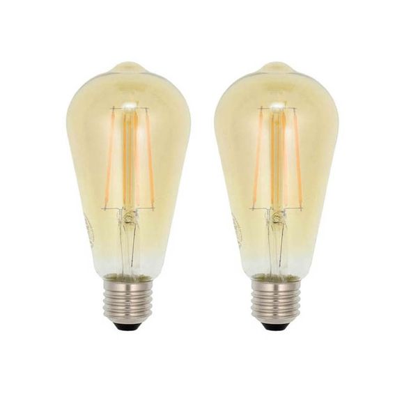 VITO LED Filament Bulb - Amber Glass ST64 - 8W - 2500K Warm White - Set of 2