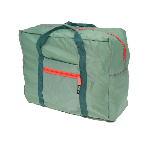 Foldable Weekend / Storage Bag with Front Pocket and Zipper - Green