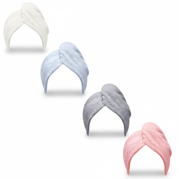 4 Pack Quick-Dry Microfiber Hair Wrap Towels - Pink,White,Blue,Grey