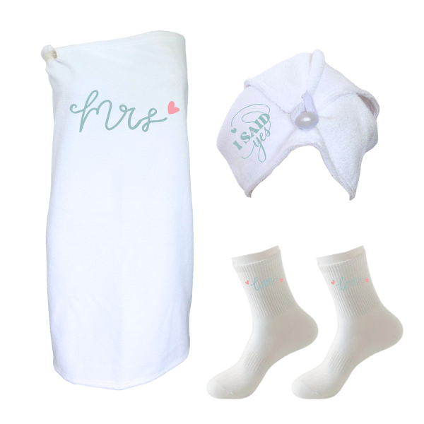 Wife/Wedding Gift-Wrap, Hair Towel, &amp; Non-Mrs &amp; Mr Teal