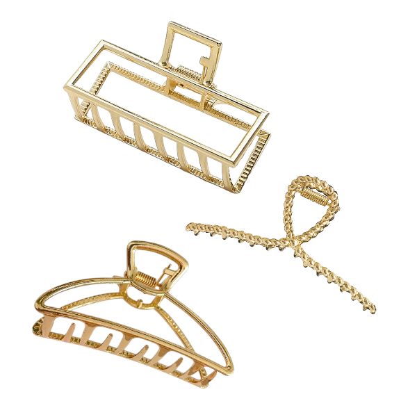 3 Piece Hairclip Set - Gold