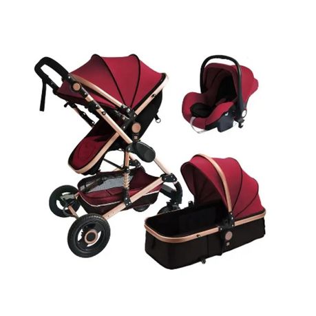 Belecoo Q3 Baby Cart Folding Pram 3 in 1 Red