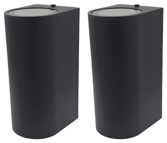 Teempeest Aluminium Modern Curved Up Down GU10 Wall Light IP65 - 2 Pack