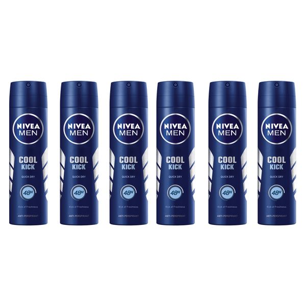 NIVEA MEN Cool Kick Anti-perspirant Deodorant Spray, 6x150ml