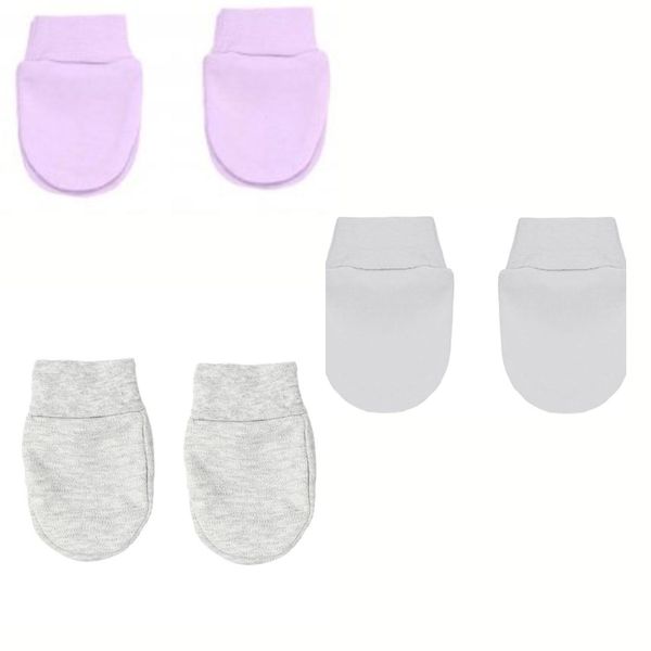Soft Pink, Grey &amp; White Baby Mittens 3 pairs