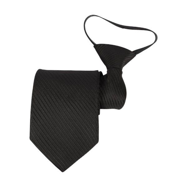 Mens Classic 7-Fold Tie With Adjustable Zipper - Black