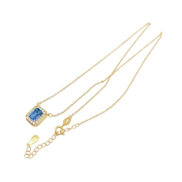 Rectangular Diamond Encrusted Pendant, Luxurious Women's Necklace