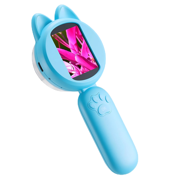 Kids Digital Microscope with 2" IPS Screen &amp; 8LED Lights - Blue