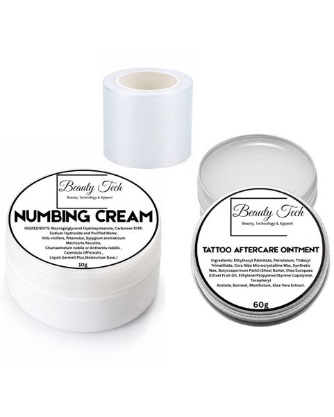 Beauty Tech Numbing Cream , Aftercare Ointment And Plastic Wrap Combo