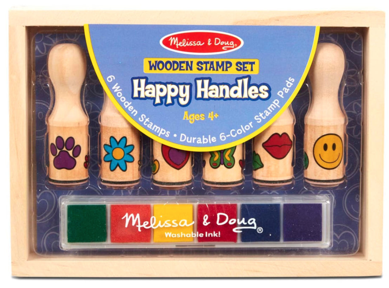 Melissa &amp; Doug Happy Handles Wooden Stamp Set (6 Rubber Stamps)