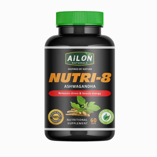 Nutri 8 Ashwagandha Capsules - 60 Caps, Stress Relief &amp; Energy Boost