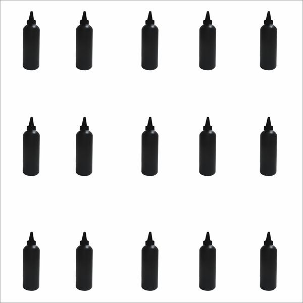 15 x 250ml Black HDPE Bottle with Oil Spout Cap - Reusable &amp; Leak-Proof