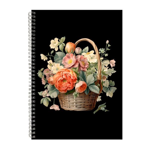 Flower Basket 1 A4 Notebook Spiral Lined Trendy Notepad Spring Idea 393