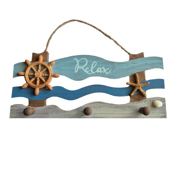 Relax - Wooden Nautical Coat Hook Wall Display