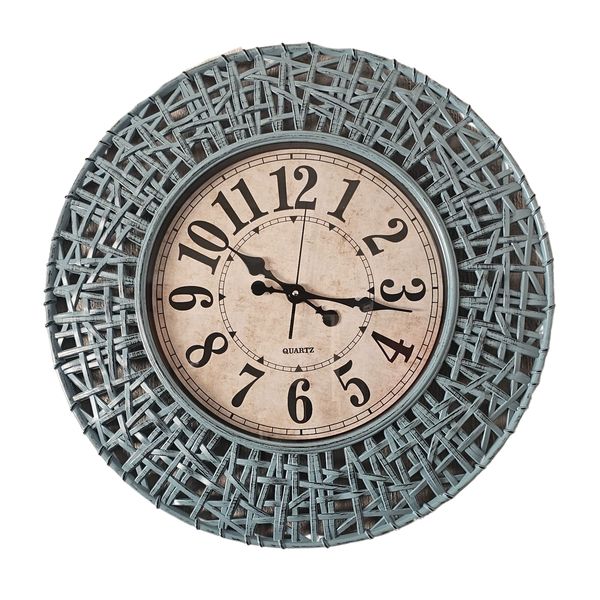 Rattan Inspired Battery Powered Analogue Wall Clock
