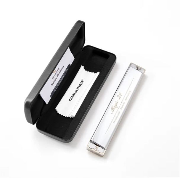 24 Holes Tremolo Harmonica for Students with leather case