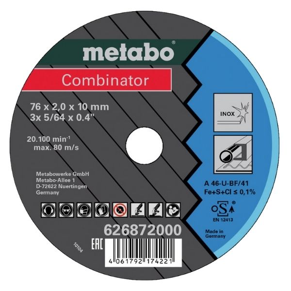 Metabo - Cutting Discs/Combinator 76 x 2.0 x 10 (626872000) - Pack of 3