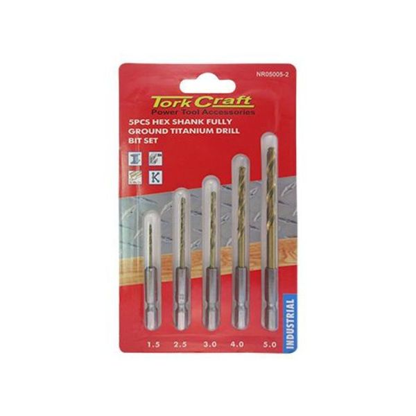 Tork Craft 5 Piece Hex Shank Drill Bit Set