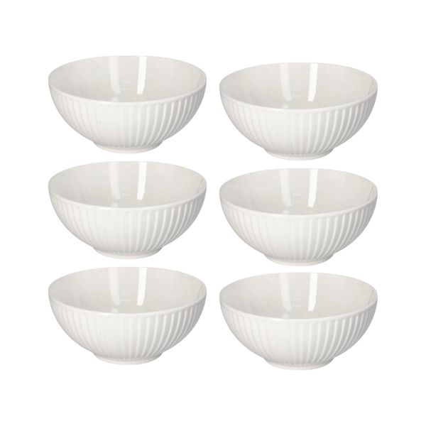 6 Piece Pink and White Ceramic Bowl