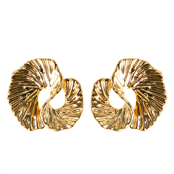 Gold-Plated Textured Swirl Stud Earrings