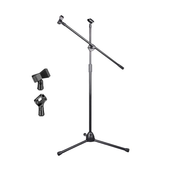 Mic Stand Floor Microphone Stand Adjustable Boom Arm 180cm with 2 Clips