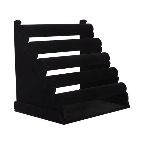5 Tier PU Leather Jewelry Stand for Bracelet, Watch Necklace - Black