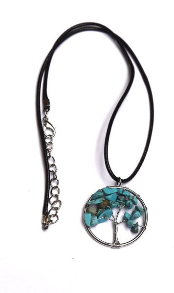 Gemstones Necklaces- Turquoise Stone CircleTree of life