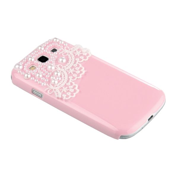 Deluxe Pink Hard Back Cover with White Lace Galaxy Compatible with Samsung