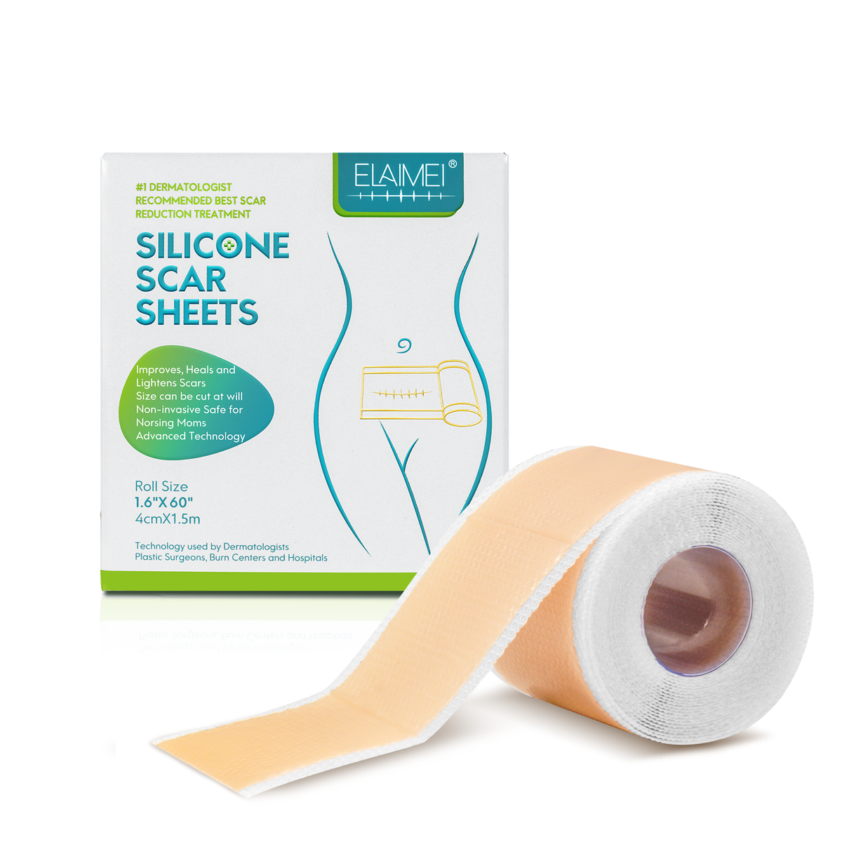 Elaimei Silicone Scar Sheets - Flesh Color Roll for Scar Removal