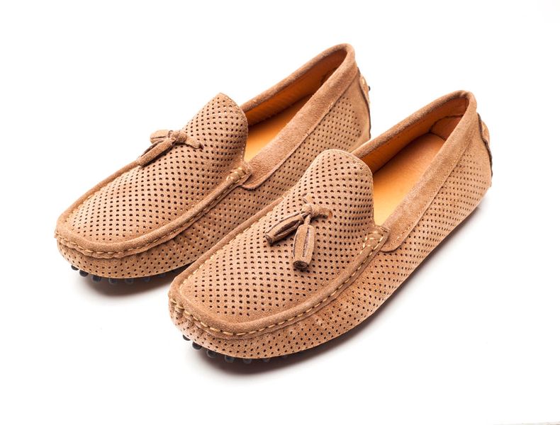 Kosmos Beige Leather Suede Driving Shoes