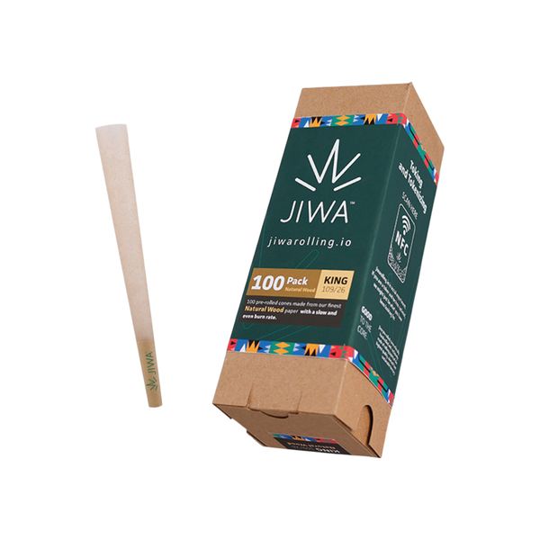 JIWA Natural Wood Cones - King Size 109/26 - 100 Pack