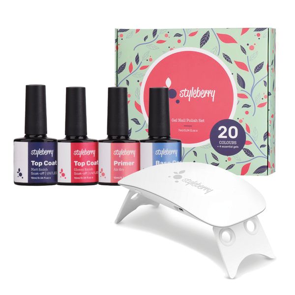 Styleberry 24 Piece Gel Polish Kit with Portable 6W UV Nail Lamp-Glamour